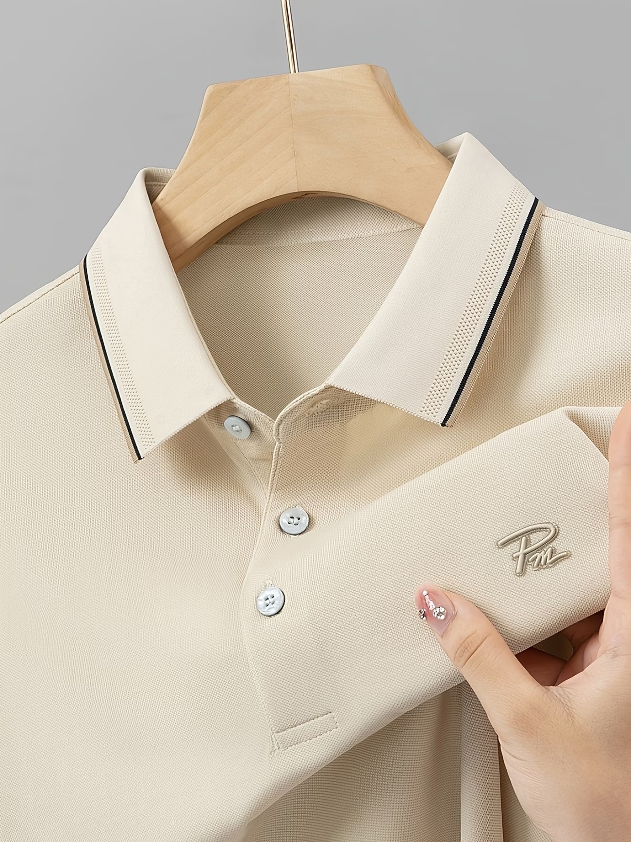 100% Knitting Dying PK Cotton Polo Shirt [Pm-Cream]